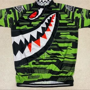 Nuckily Jersey Mens XXL Biking Workout Full Zip Short Sleeve Black Green